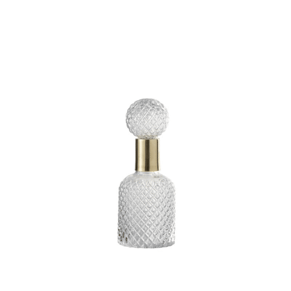 Fles+St Deco Relief Gl Trans S 11X11X28Cm