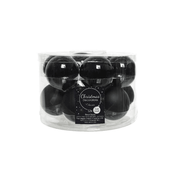 Kerstbal Glas Glans-Mat Dia5Cm Zwart