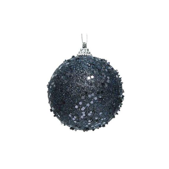 Kerstbal Foam Glitter Hang Dia8Cm Nacht Blauw