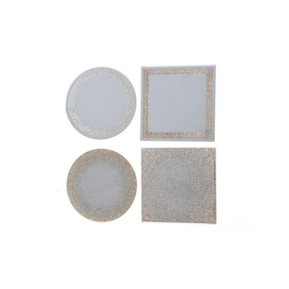 Spiegelbord Glas Glitter 10Cm Goud 4Assortiment Prijs Per Stuk