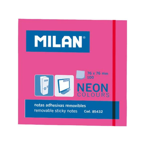 Milan Kleefblaadjes 100Blad 76X76Mm Neon Roos