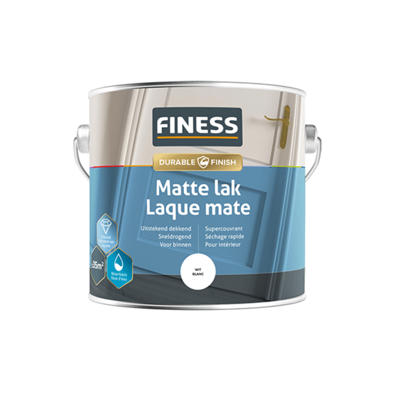 Finess Mat Lak Waterbasis Binnen 2.5L Wit