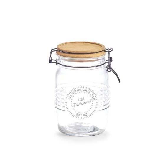 Storage Glass W. Clip Closure 1000Ml Wood