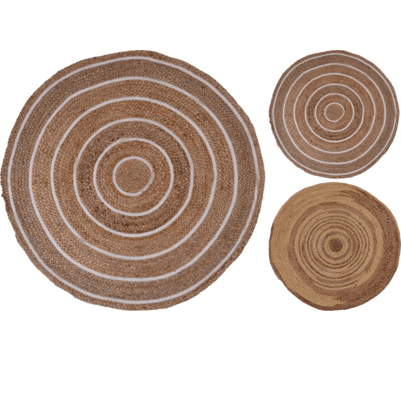 Kleed Gevlochten Rond Jute D90Cm 2 Assortiment Prijs Per Stuk/Kleur