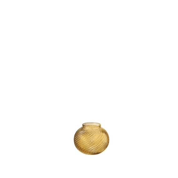 Vaas Ribbels Rond Glas Geel S 15.5X15.5X12.5Cm