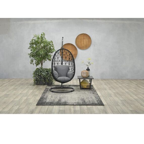 Panama Swing Chair Egg Rope Zwart Licht Grijs