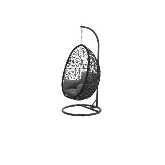 Panama Swing Chair Egg Rope Zwart Licht Grijs