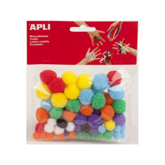 Apli Gekleurde Pompons 78 Stuks