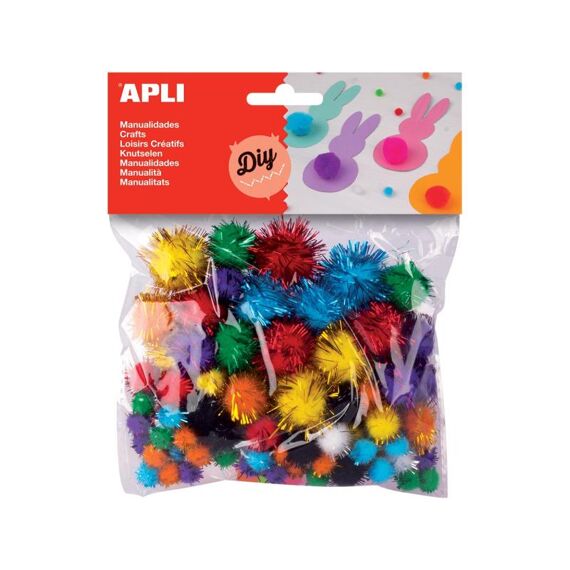 Apli Gekleurde Glitter Pompons 78 Stuks