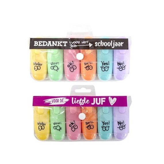 Highlighters Pastel 6St 'Liefste Juf'