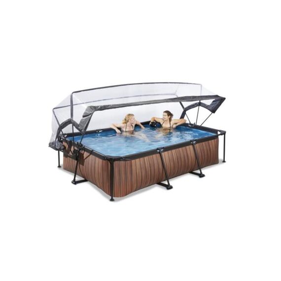 EXIT Zwembad Rechthoekig Frame Pool 300X200X65Cm 12V - Timber Style + Overkapping