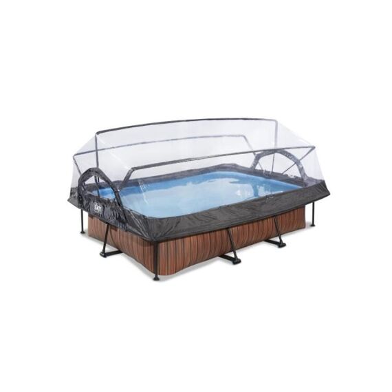 EXIT Zwembad Rechthoekig Frame Pool 300X200X65Cm 12V - Timber Style + Overkapping