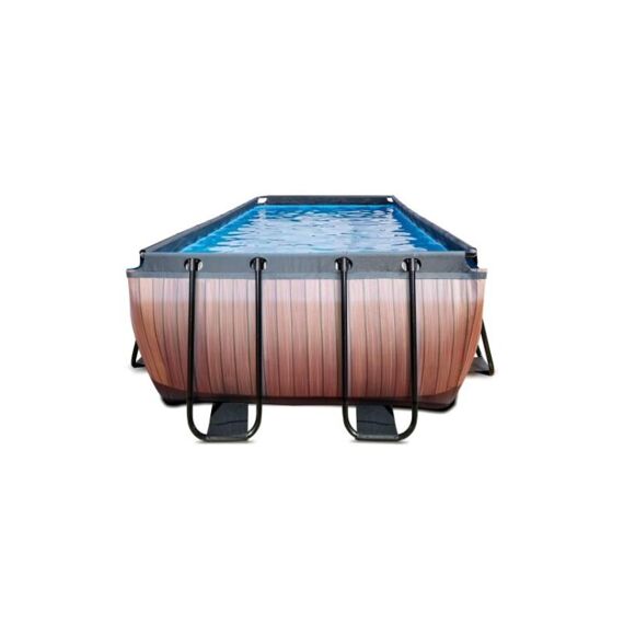 Exit Zwembad Rechthoekig Frame Pool 5.4X2.5X1.22M 12V Zandfilter– Timber Style + Overkapping