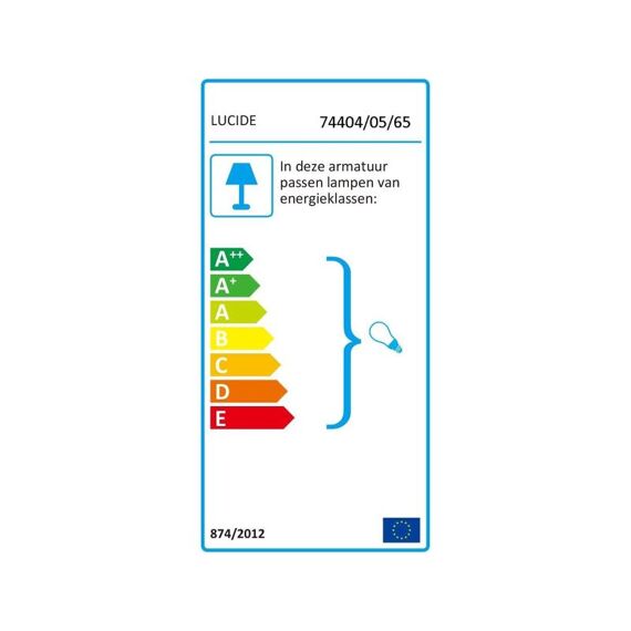 Lucide Orlando Hanglamp 5X E27/60W Zwart/Smoke Glas