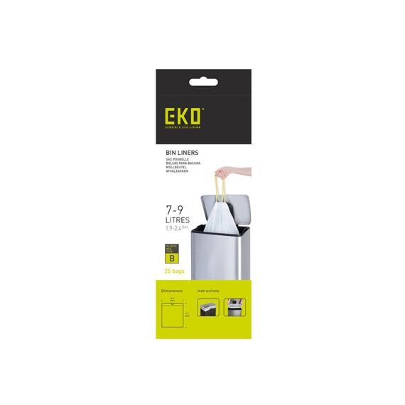 Eko Afvalzak Type B 7-9L   Wit 25St.