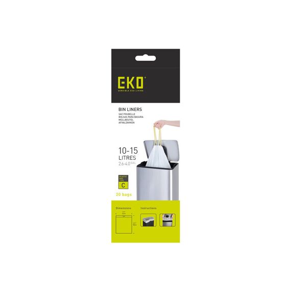 Eko Afvalzak Type C 10-15L   Wit 20St.