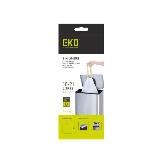 Eko Afvalzak Type D 18-21L  Wit 20St.