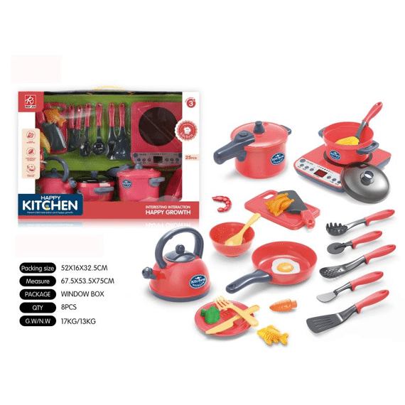 Merx Keukenspeelset 2 Assortimenten Rood-Blauw, prijs Per Stuk
