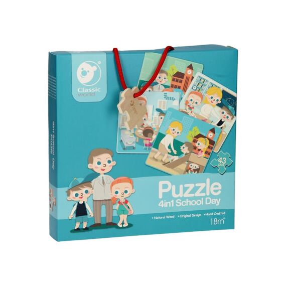 4-In-1 Schooldag Puzzel 18M+