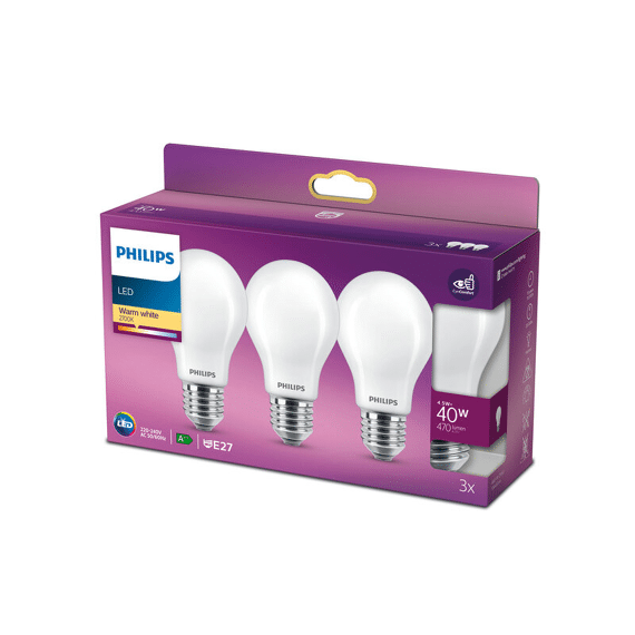 Philips Lamp Led Classic 40W A60 E27 Ww Fr Nd 3Pf/6