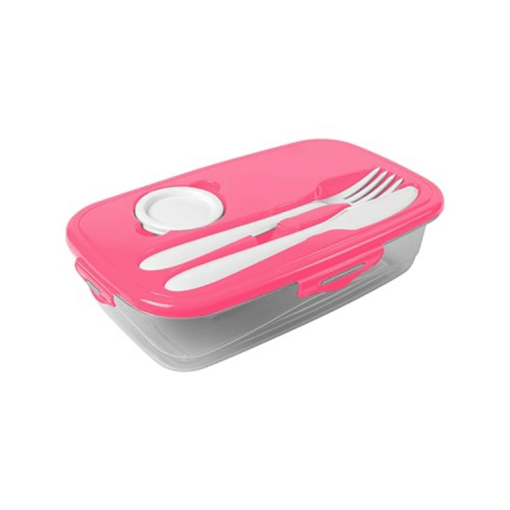 Paris Rect. Lunch Box With Cutlery And Sauceboat 1L.-Siv