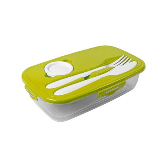 Paris Rect. Lunch Box With Cutlery And Sauceboat 1L.-Siv
