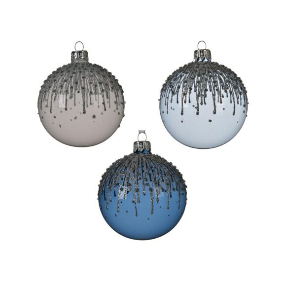 Kerstbal Glas Bew.Glitter Dia8Cm 3 Assortiment Prijs Per Stuk/Motief