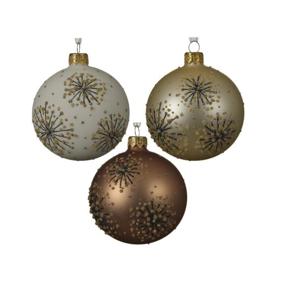 Kerstbal Glas Bew.Sterren Dia8Cm 3 Assortiment Prijs Per Stuk/Motief