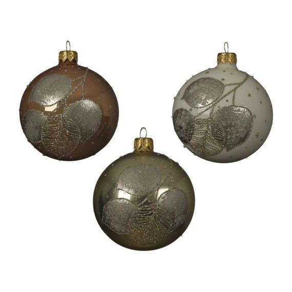 Kerstbal Glas Bew.Zilver Dia8Cm 3 Assortiment Prijs Per Stuk/Motief