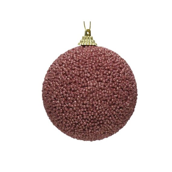 Kerstbal Foam Glitter Kraal veloursroze Dia8Cm