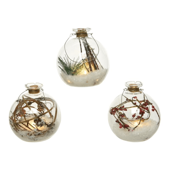 Led Bal Glas Natuurmat. Naturel 10Cm 3 Assortiment Prijs Per Stuk/Motief