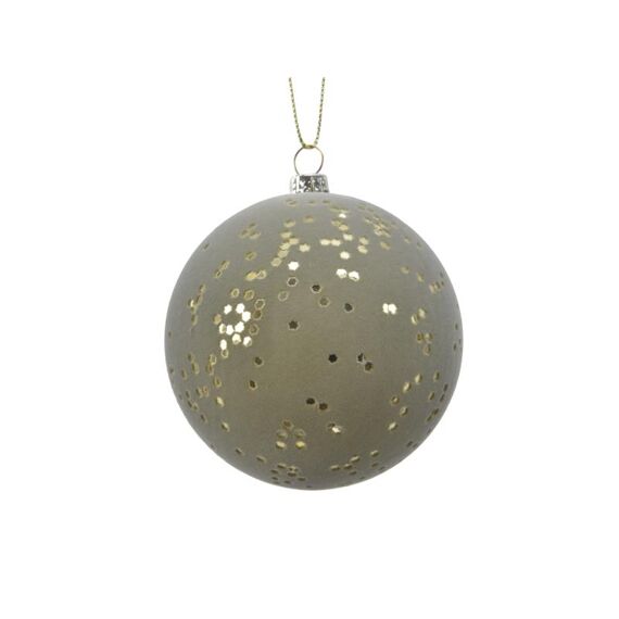 Kerstbal Plastic Hang Stip Groen/Goud Dia8Cm