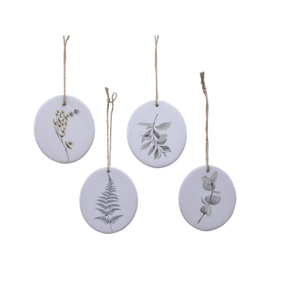 Schijf Terracotta Hang  Assortiment Prijs Per Stuk/Motief Wit/Groen 8X0.5Cm