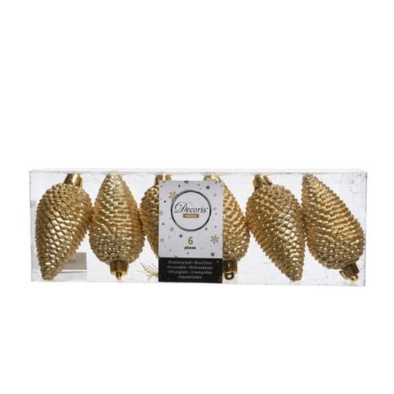 Dennenappel Plc Glitter Hang Dia4.5X8Cm Licht Goud