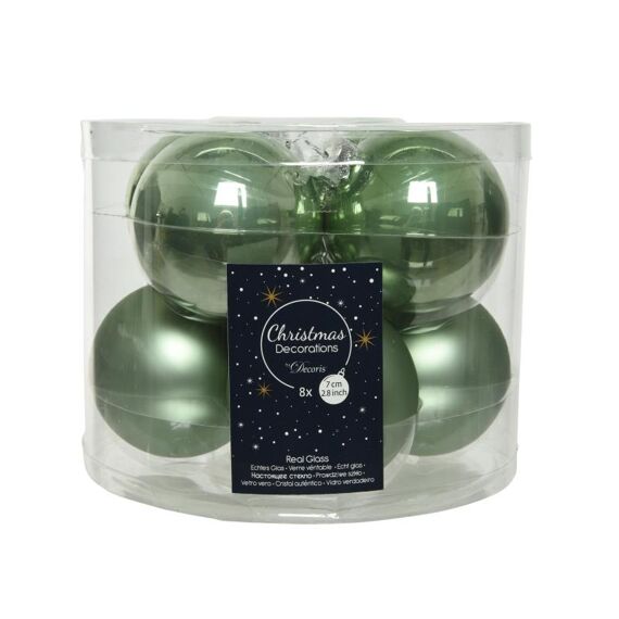 Kerstbal Glas Emaille-Mat Dia7Cm Salie Groen