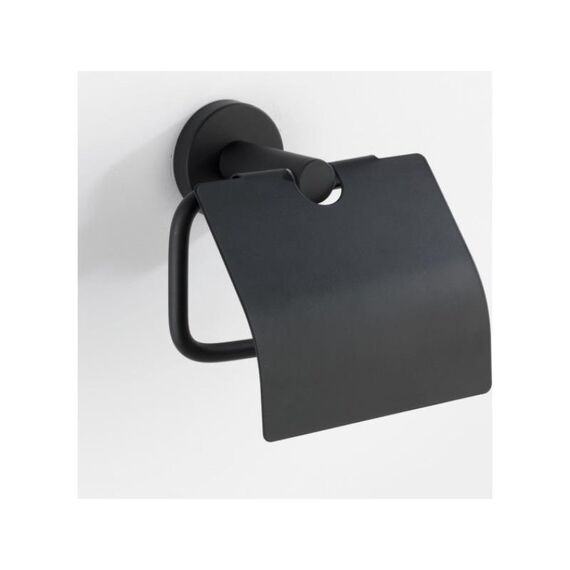 Wenko Toiletrolhouder Met Deksel Bosio Black Rvs Mat