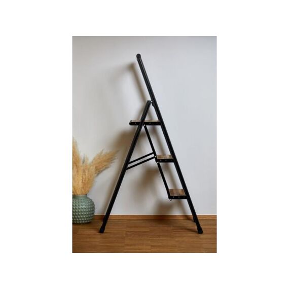 Wenko Alu-Design Trapladder 3-Treden Zwart