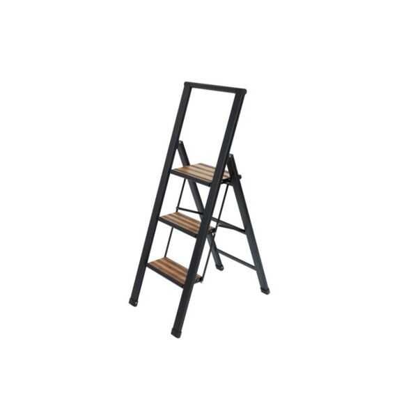 Wenko Alu-Design Trapladder 3-Treden Zwart