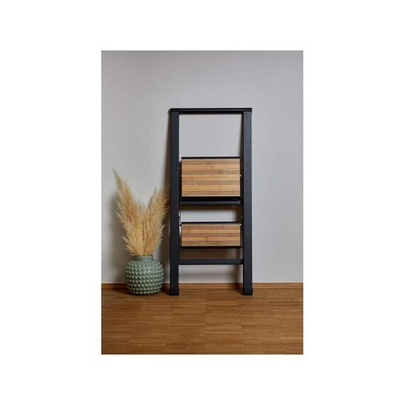 Wenko Alu-Design Trapladder 2-Treden Zwart