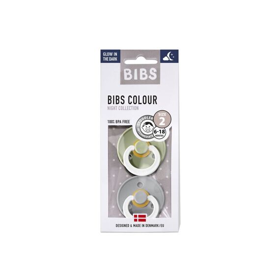 Bibs Fopspeen T2 6-18M 2-Pack Glow In The Dark Sage/Cloud