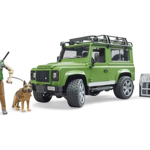 Bruder 02587 Land Rover Defender With Forester And Dog