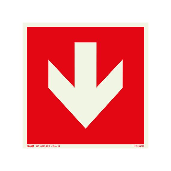 Bord Rood Met Pijl Fotoluminiscent      150X150 Mm Zelfklevend