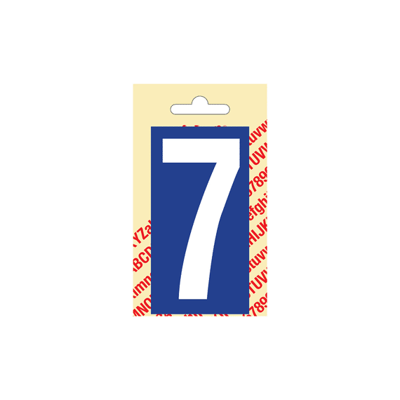 Plakcijfer Kunststof 90 Mm Blauw Met Wit 7