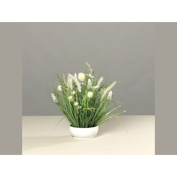 Meadow Flowers In Plastic Bowl 40Cm Creme