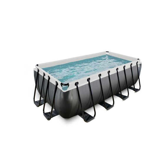 EXIT Zwembad Rechthoekig Frame Pool 4X2X1.22M 12V Zandfilter - Black-Leather Style