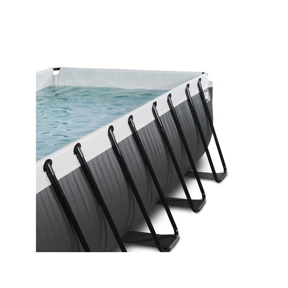 EXIT Zwembad Rechthoekig Frame Pool 4X2X1.22M 12V Zandfilter - Black-Leather Style