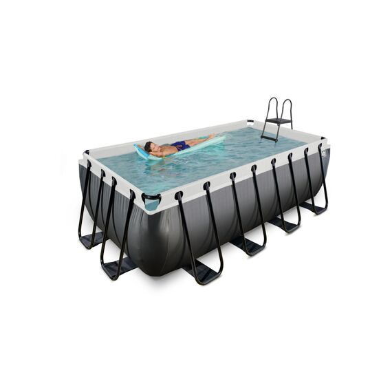 EXIT Zwembad Rechthoekig Frame Pool 4X2X1.22M 12V Zandfilter - Black-Leather Style