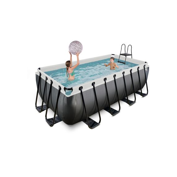 EXIT Zwembad Rechthoekig Frame Pool 4X2X1.22M 12V Zandfilter - Black-Leather Style