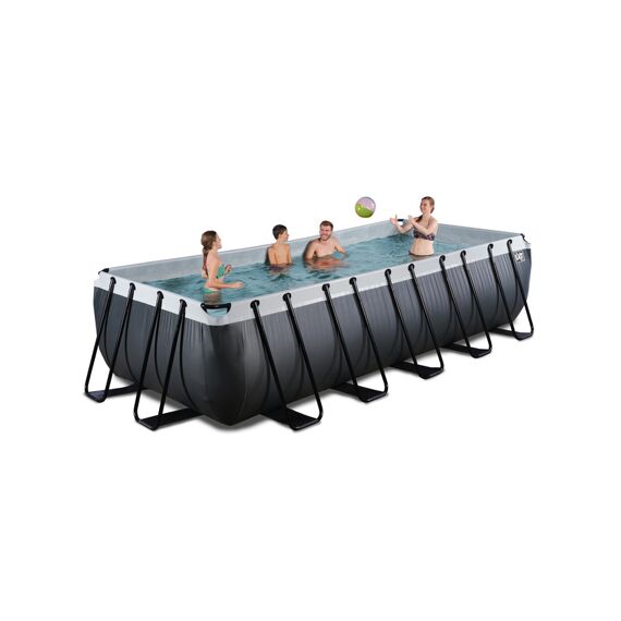 EXIT Zwembad Rechthoekig Frame Pool 5.4X2.5X1.22M 12V Zandfilter - Black-Leather Style