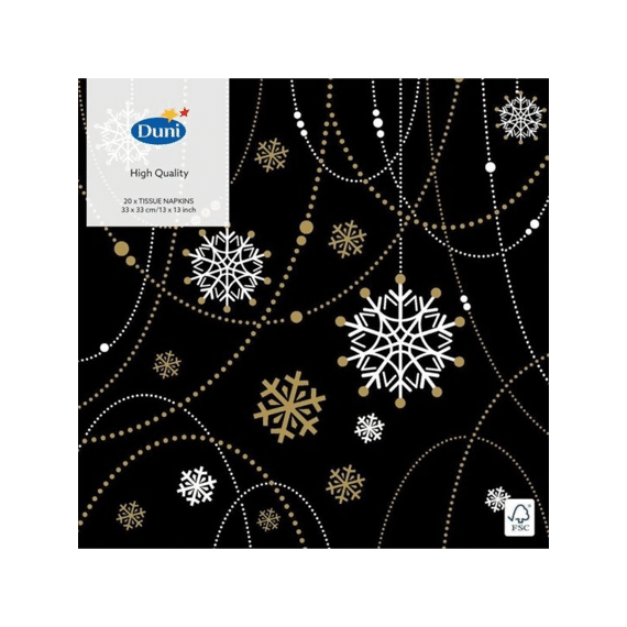 Duni Serviet 33X33Cm 20 Stuks Snow Necklace Black